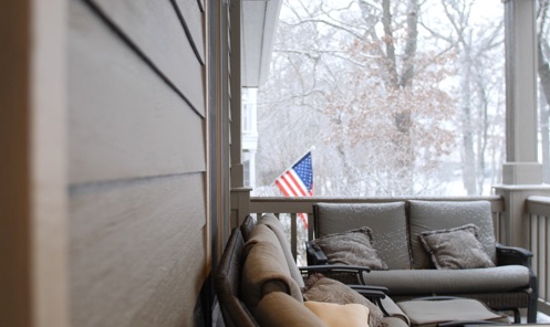 front porch in winter