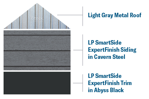 Dark siding and gray metal roof