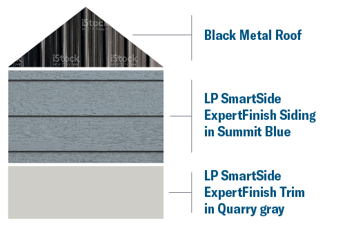 lp smartside siding and black metal roof