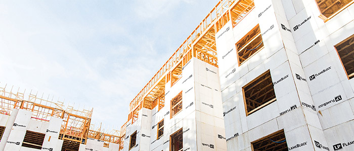 Multifamily building with FlameBlock installed