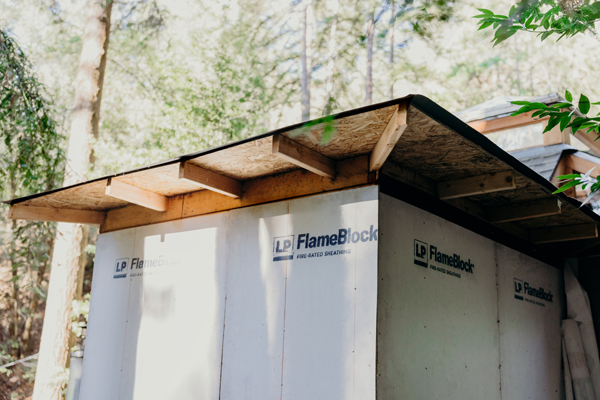 lp flameblock fire-rated sheathing panels installed